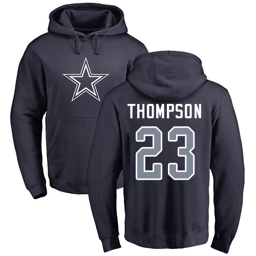 Men Dallas Cowboys Navy Blue Darian Thompson Name and Number Logo 23 Pullover NFL Hoodie Sweatshirts